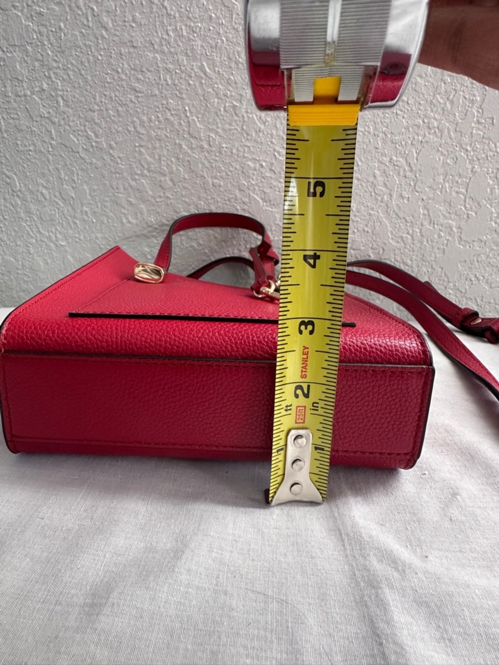 Marc Jacobs Micro Tote Red Pebbled Leather Crossbody Bag Small Open Top - Picture 10 of 11